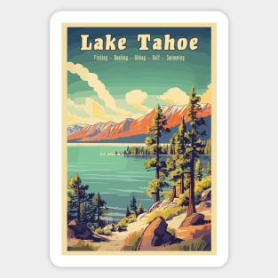 Lake Tahoe National Park Vintage Travel Poster Sticker